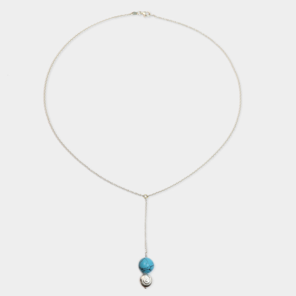 Silberne Y-Kette mit Türkis