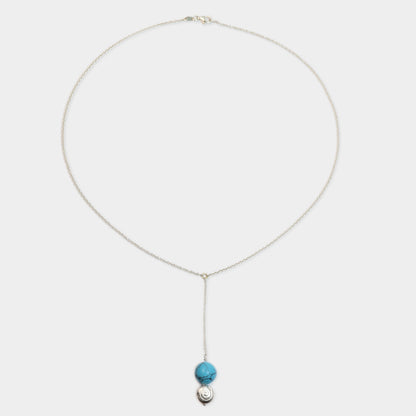 Silberne Y-Kette mit Türkis