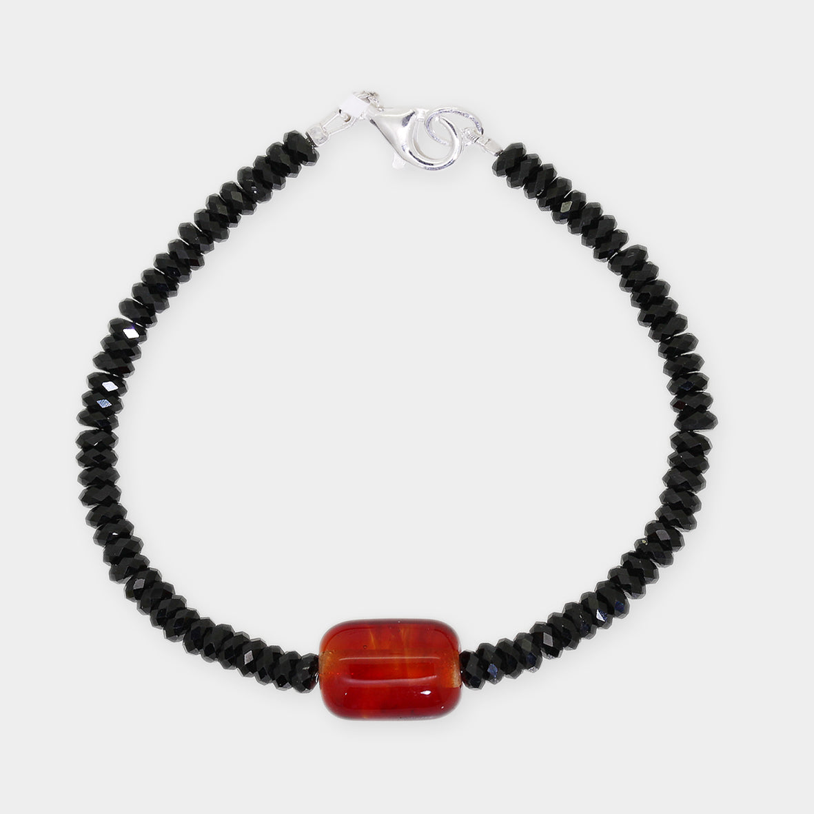 Spinell Armband mit Glasperle