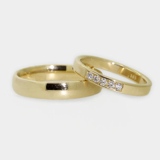 Trauringe Gelbgold mit Brillantbesatz