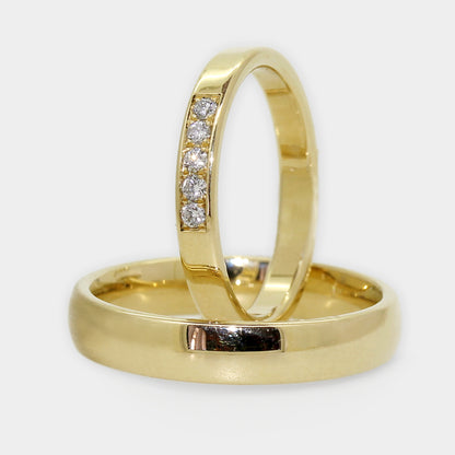 Trauringe Gelbgold mit Brillantbesatz