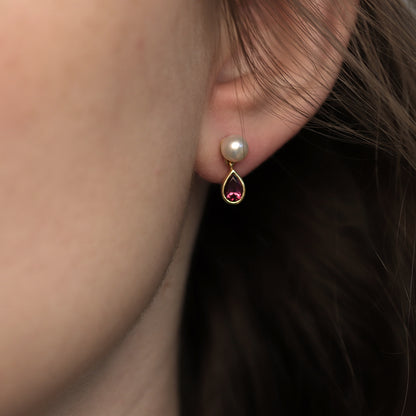 Turmalin Ohrringe mit Perlen